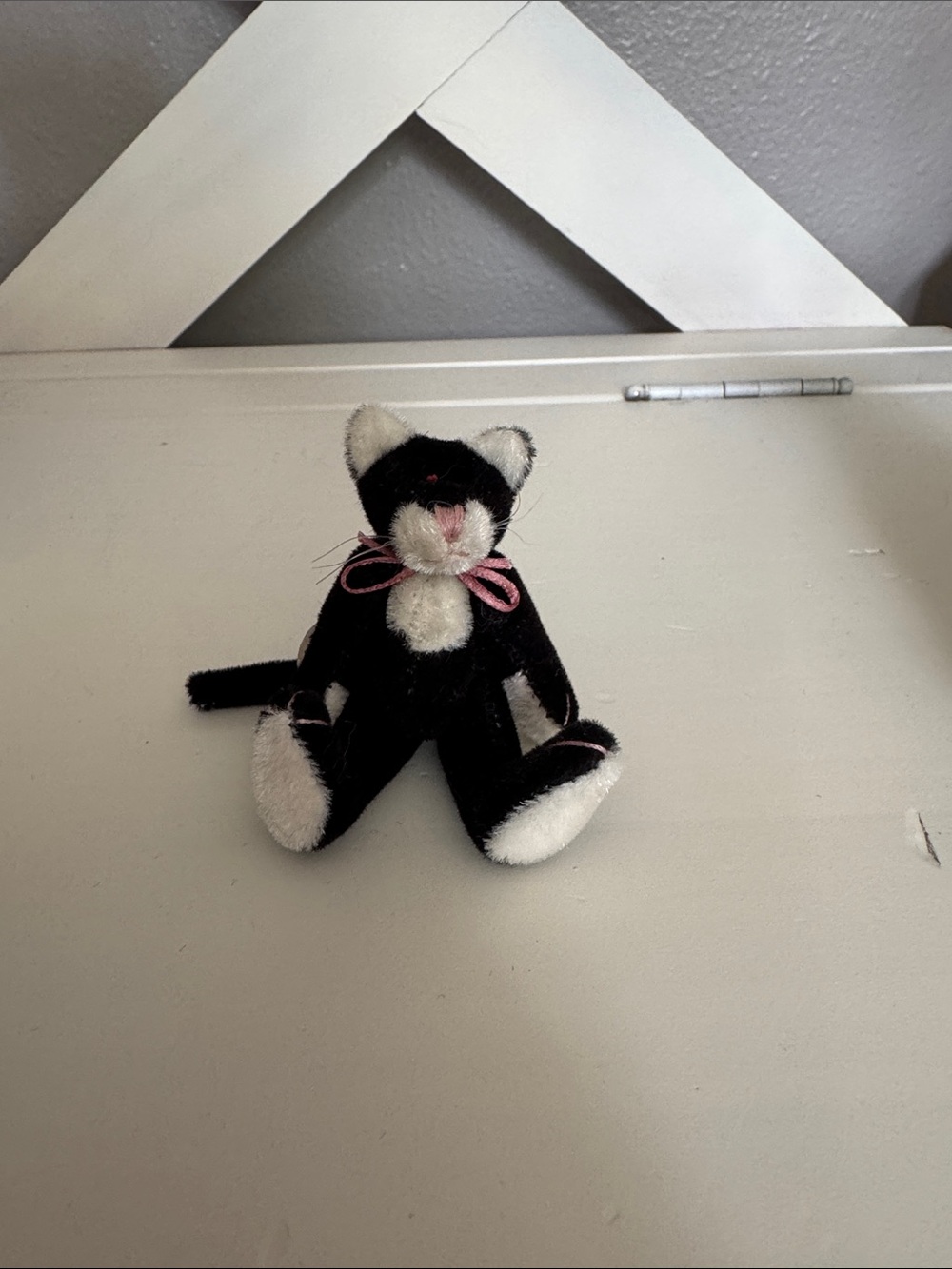 Vintage Boyds Bears Black & White Cat Pair with Pink Bows - Picture 6 of 8